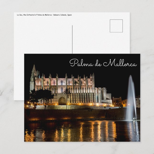 Cathedral of Palma de Mallorca at night - Spain Postcard (Front/Back)