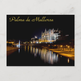 Cathedral of Palma de Mallorca at night - Spain Postcard