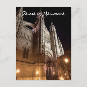 Cathedral of Palma de Mallorca at night - Spain Postcard