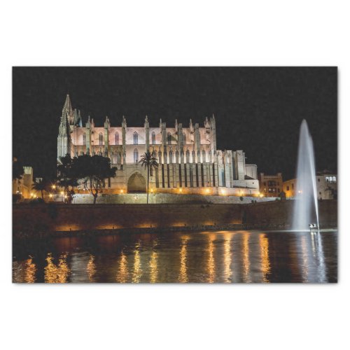 Cathedral of Palma de Mallorca at night _ Spain Tissue Paper