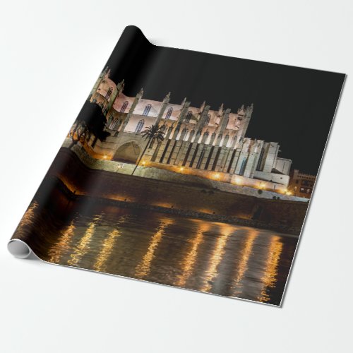 Cathedral of Palma de Mallorca at night _ Spain Wrapping Paper