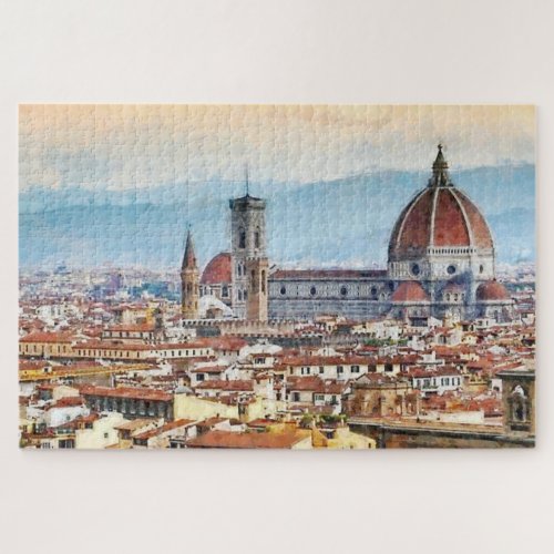 Cathedral of Santa Maria del Fiore Watercolor Art Jigsaw Puzzle