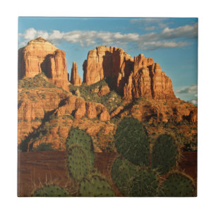 Cathedral Rock at Sunset from Secret Canyon Ceramic Tile