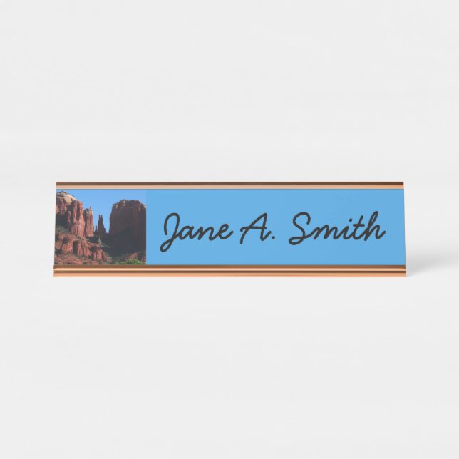 Cathedral Rock in Sedona Arizona Monument Desk Name Plate (Front)