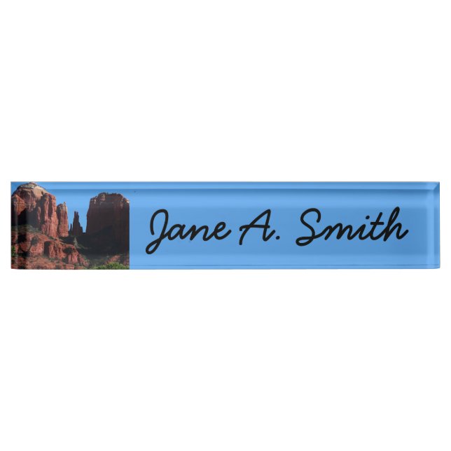Cathedral Rock in Sedona Arizona Monument Desk Name Plate (Front)