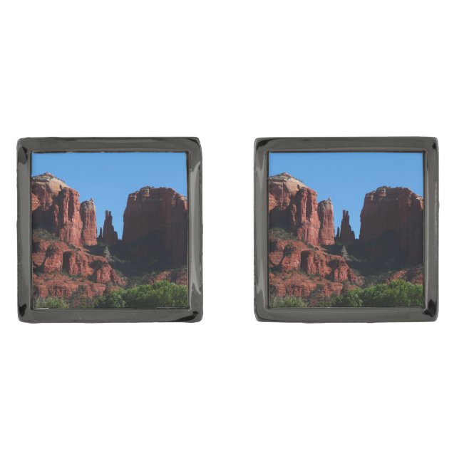 Cathedral Rock in Sedona Arizona Monument Gunmetal Finish Cufflinks (Front)