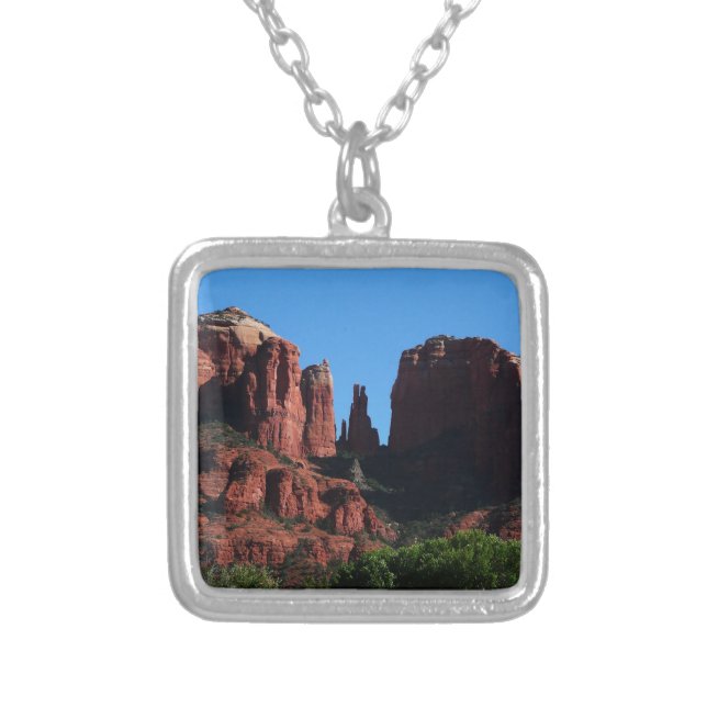 Cathedral Rock in Sedona Arizona Monument Silver Plated Necklace (Front)