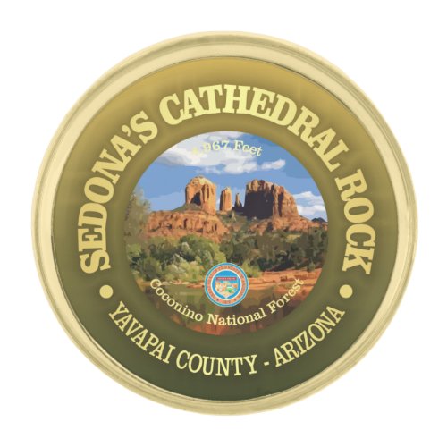 Cathedral Rock rd Gold Finish Lapel Pin
