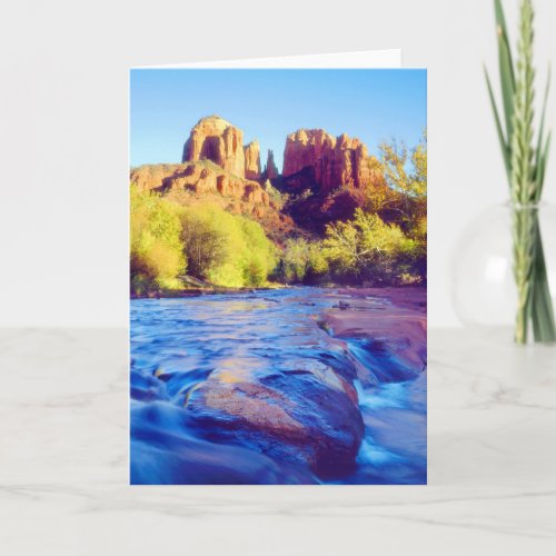 Cathedral Rock reflecting in Oak Creek Arizona Card