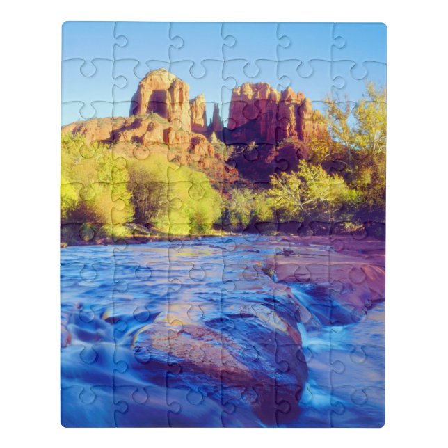 Cathedral Rock reflecting in Oak Creek, Arizona Jigsaw Puzzle (Puzzle Vertical)