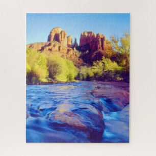 Cathedral Rock reflecting in Oak Creek, Arizona Jigsaw Puzzle