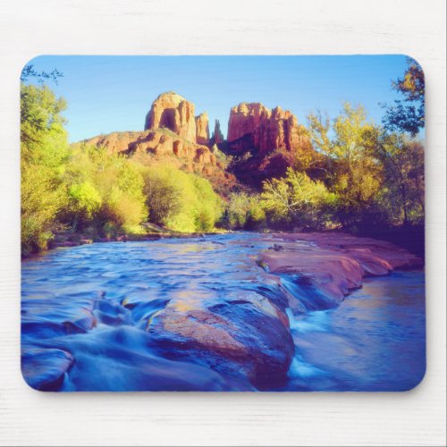 Cathedral Rock reflecting in Oak Creek Arizona Mouse Pad
