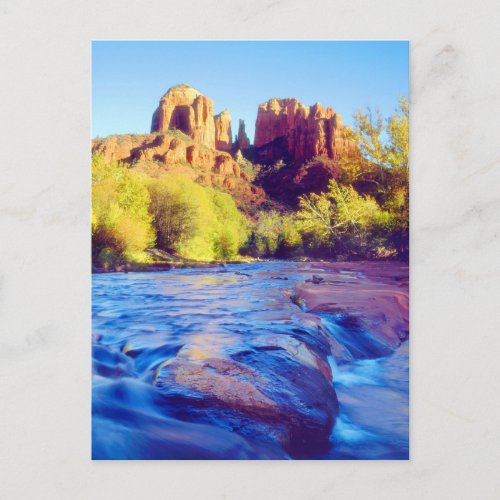 Cathedral Rock reflecting in Oak Creek Arizona Postcard