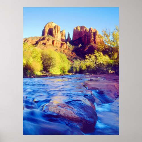 Cathedral Rock reflecting in Oak Creek Arizona Poster