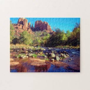 Cathedral Rock reflecting in Oak Creek Jigsaw Puzzle