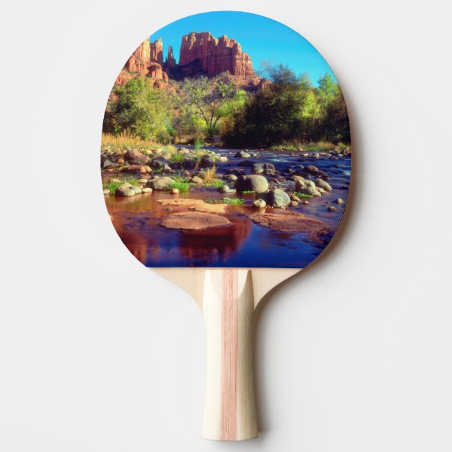 Cathedral Rock reflecting in Oak Creek Ping-Pong Paddle (Front)