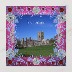 Cathedral Rubies Art Deco Wedding Invitation Card