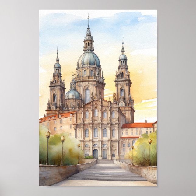 Cathedral Santiago Spain Famous Travel Place Poster (Front)