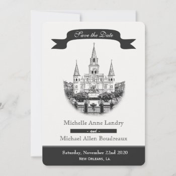 Cathedral Save The Date Black And White by EnchantedBayou at Zazzle