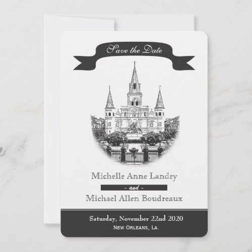 Cathedral Save the Date Black and White