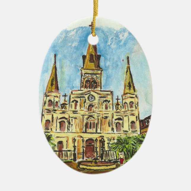 Cathedral Watercolor Ceramic Ornament (Front)