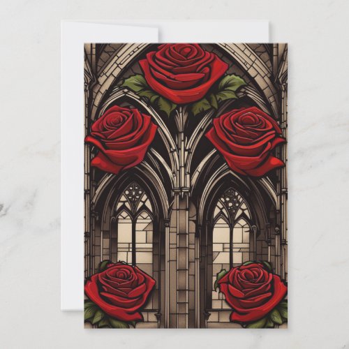 Cathedral Window and Roses Gothic Elegance Wedding Invitation
