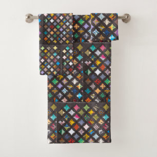 Cathedral window quilt bath towel set