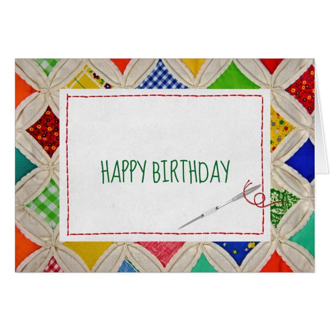 Cathedral Window Quilt Birthday Cards (Front Horizontal)