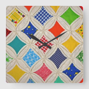 Cathedral Window Quilt design Square Wall Clock