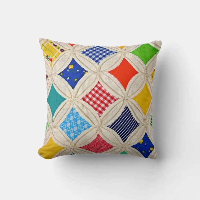 Cathedral Window Quilt Design Throw Pillow (Front)