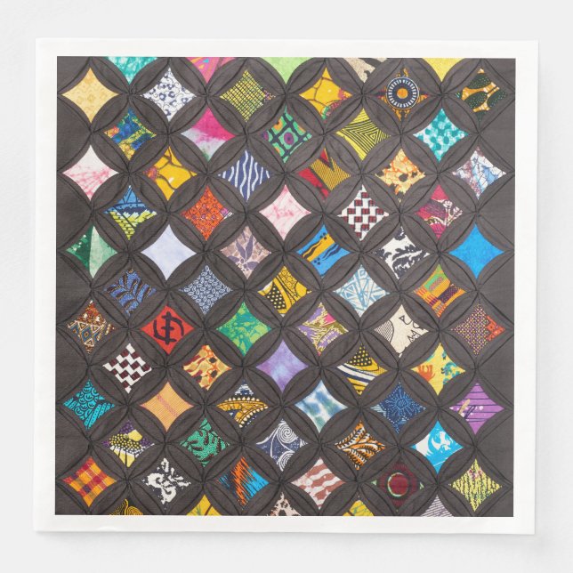 Cathedral window quilt paper dinner napkins (Front)