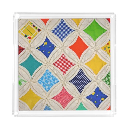 cathedral window quilt pattern acrylic tray