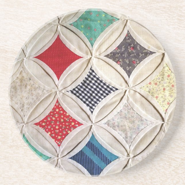 Cathedral Window Quilt Pattern Coaster (Front)
