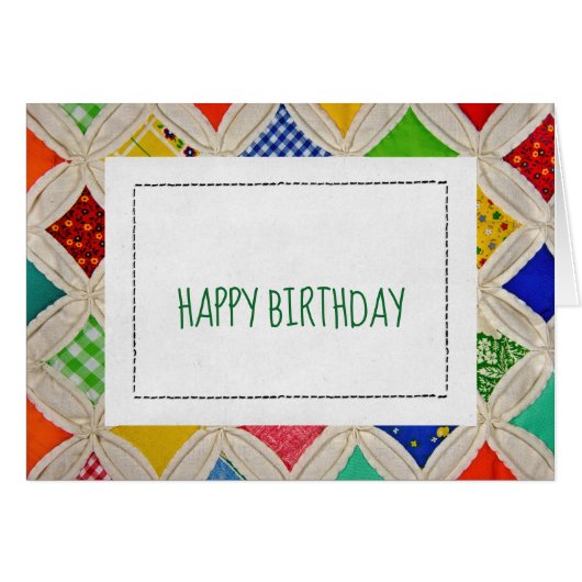 Cathedral Window quilt pattern for birthday Cards (Front Horizontal)