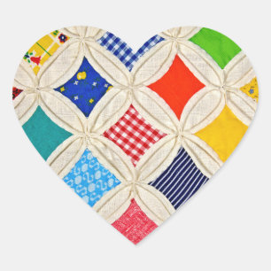 Cathedral Window Quilt Pattern Heart Sticker
