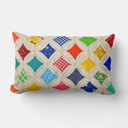 Cathedral Window Quilt Pattern Lumbar Pillow