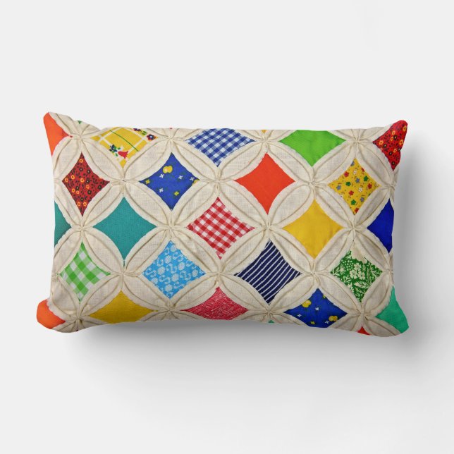 Cathedral Window Quilt Pattern Lumbar Pillow (Front)