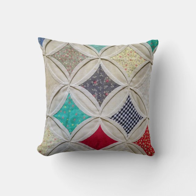 Cathedral Window Quilt pattern Throw Pillow (Front)