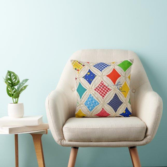 Cathedral Window Quilt With Needle Throw Pillow (Chair)