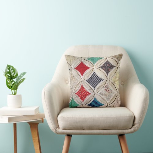 Cathedral Window Quilt With Needle Throw Pillow