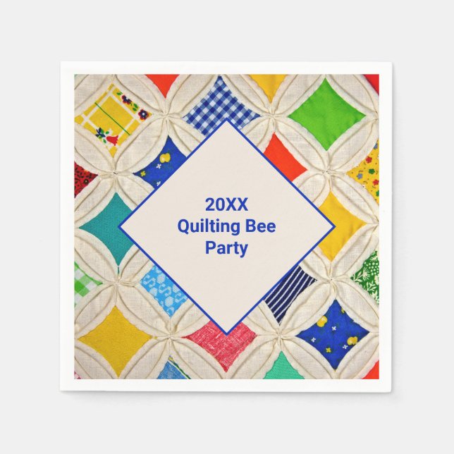 Cathedral Window Quilting Bee Party Napkins (Front)