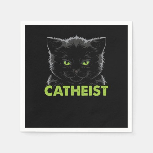 Catheist Atheist God Religion Cat Cats Kitten Pet  Napkins