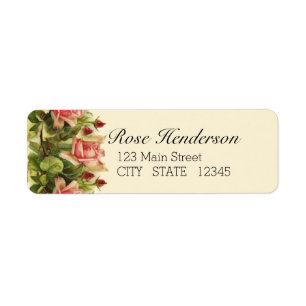 Catherine Klein Apricot Pink Rose Return Address Label
