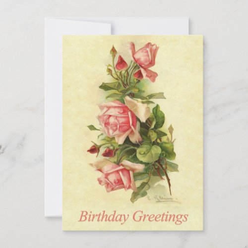 Catherine Klein Pink Rose Spray Birthday Postcard