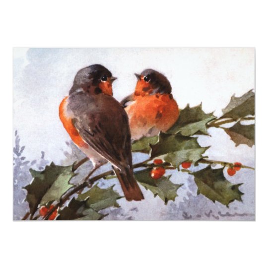 Catherine Klein: Robins on Holly Card