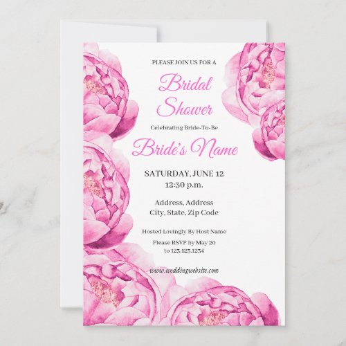 Catherine Pink Peony Bridal Shower Invitation