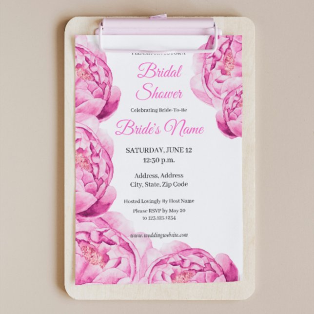 Catherine Pink Peony Bridal Shower Invitation (Creator Uploaded)