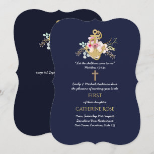 Catholic 1st Birthday Invitation Watercolor Floral