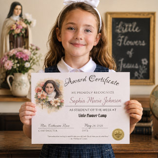 Catholic Achievement Award Certificate St. Therese