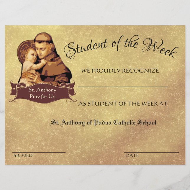 Catholic Achievement Award School Certificate Flyer (Front)